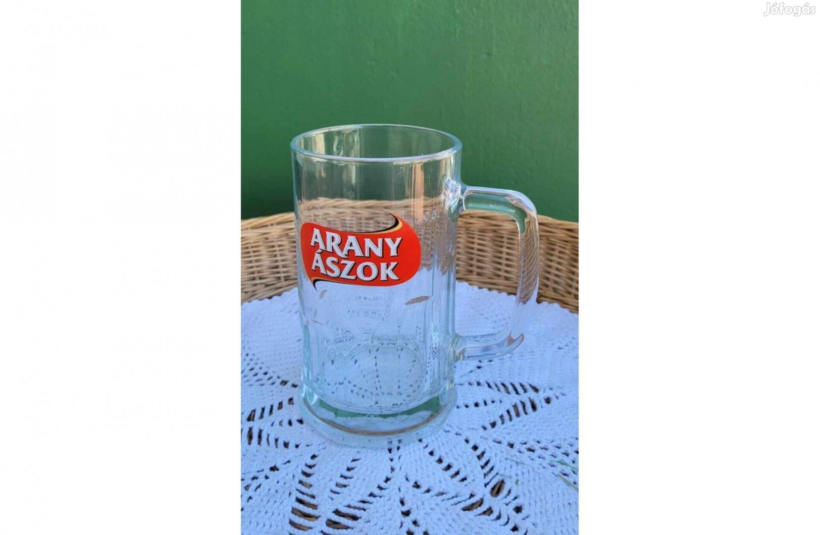 Arany Ászok 0, 5 L-es füles üveg sörös korsó