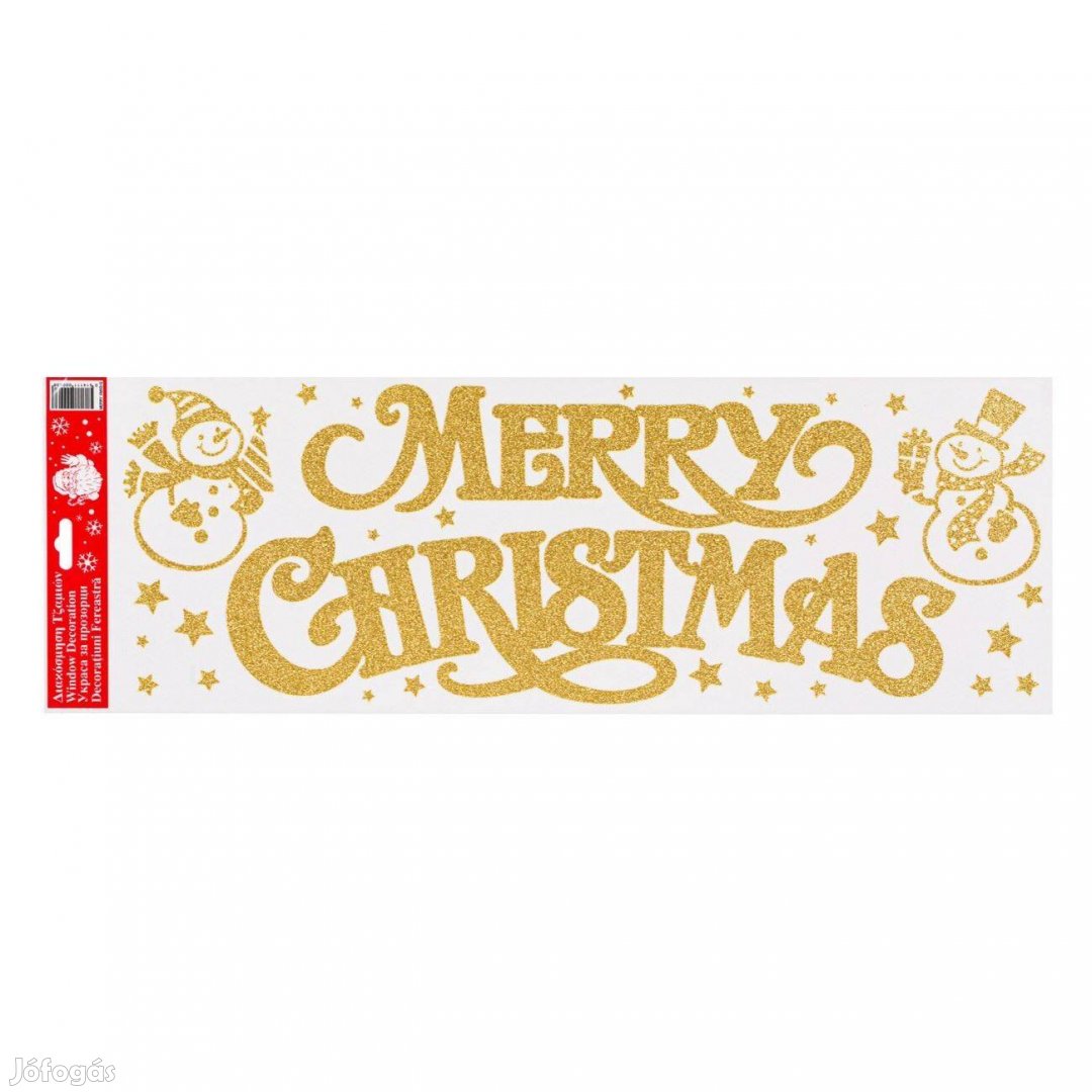 Arany Merry Christmas ablakmatrica 20x60 cm