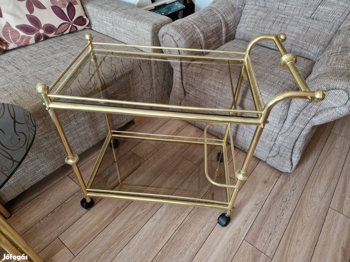 Arany zsúrkocsi, gurulós 76 cm hosszú és 40 cm széles, kocsi