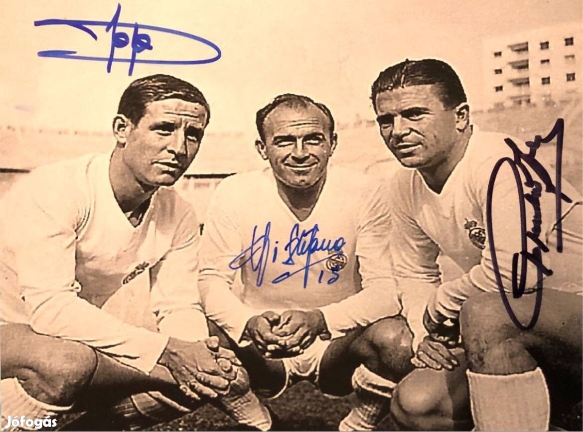 Aranycsapat, Puskas Ferenc, Di Stefano, Kopa, dedikalt, alairt foto