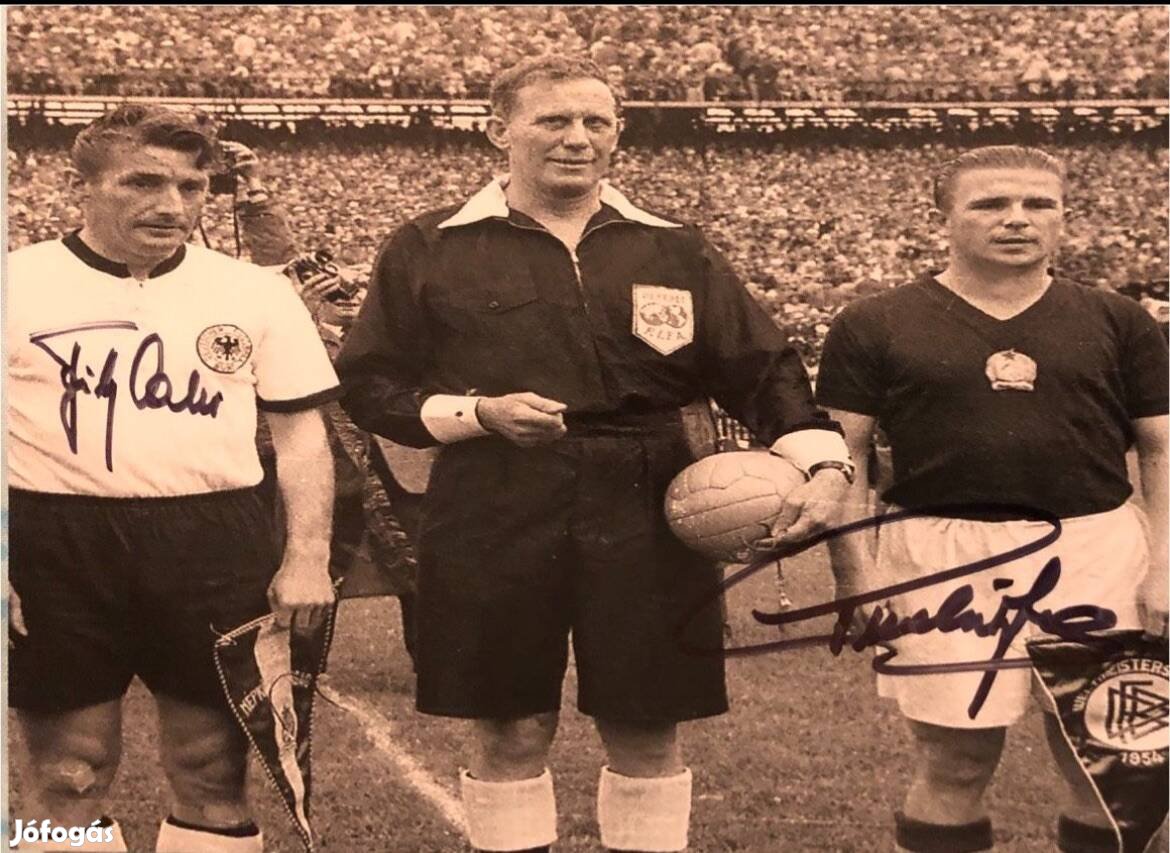 Aranycsapat, Puskas Ferenc, Fritz Walter, 1954 VB, dedikalt, foto