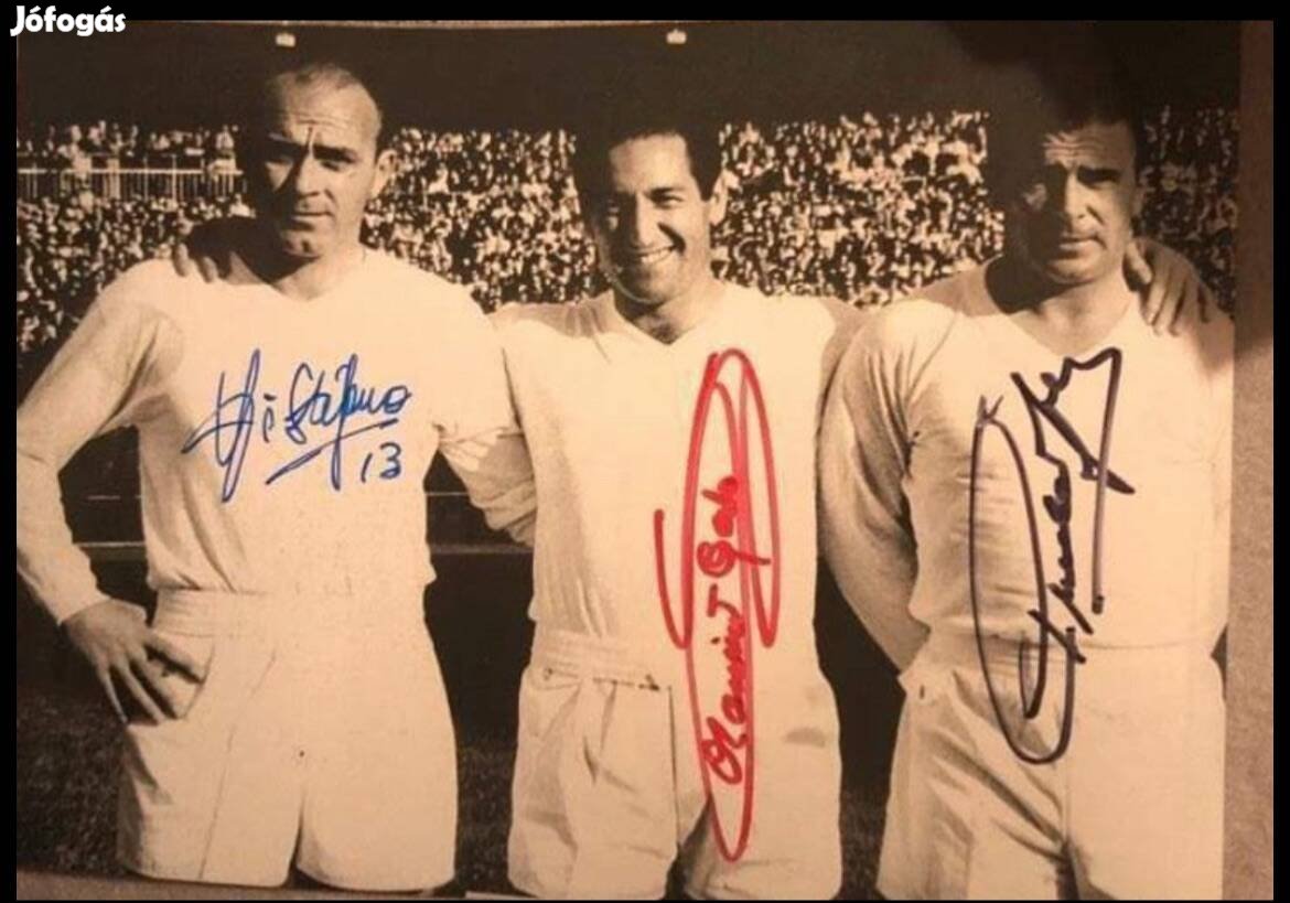 Aranycsapat, Puskas Ferenc, Gento, Di Dtefano, dedikalt foto