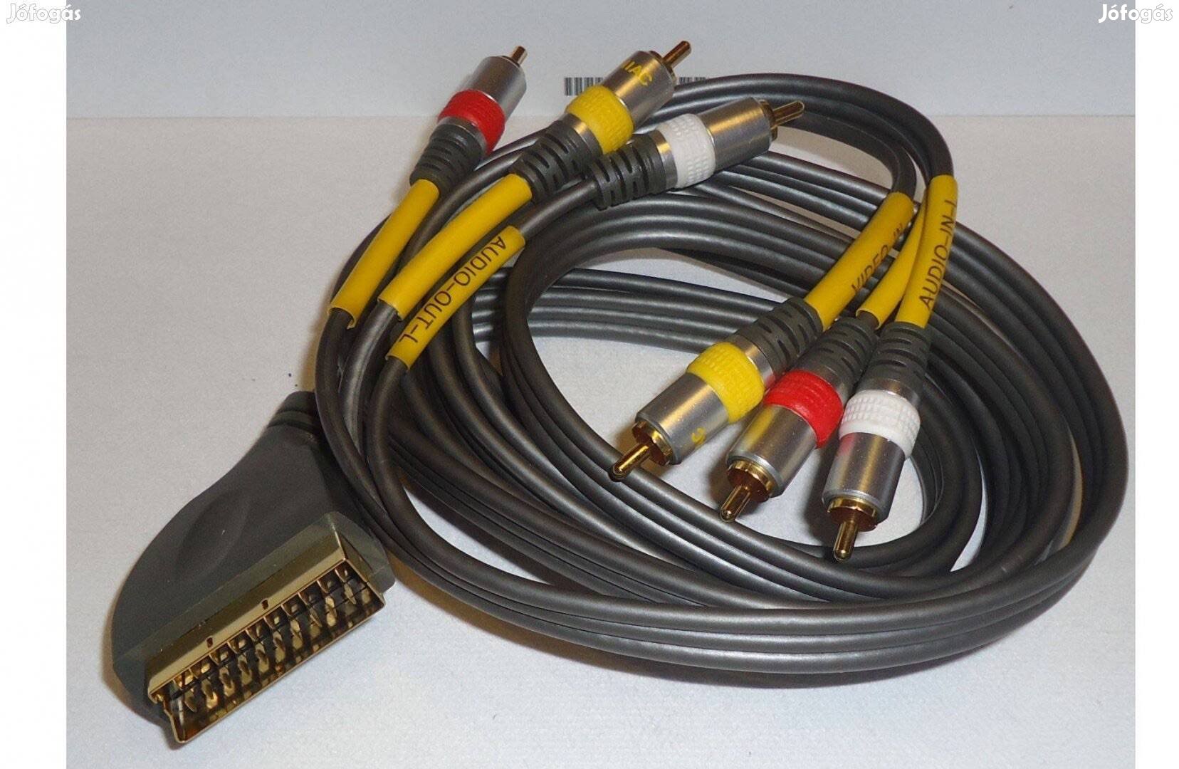 Aranyozott SCART kábel Százlábú RCA összekötő kábel SCART dugó 6x RCA