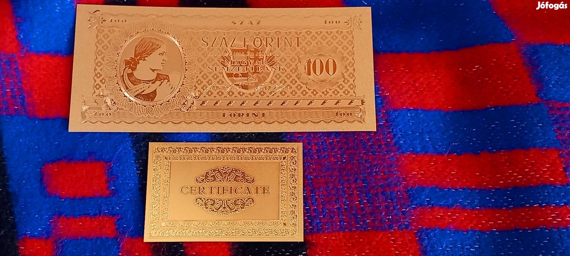 Aranyozott, plasztik, fantázia 100 forint 