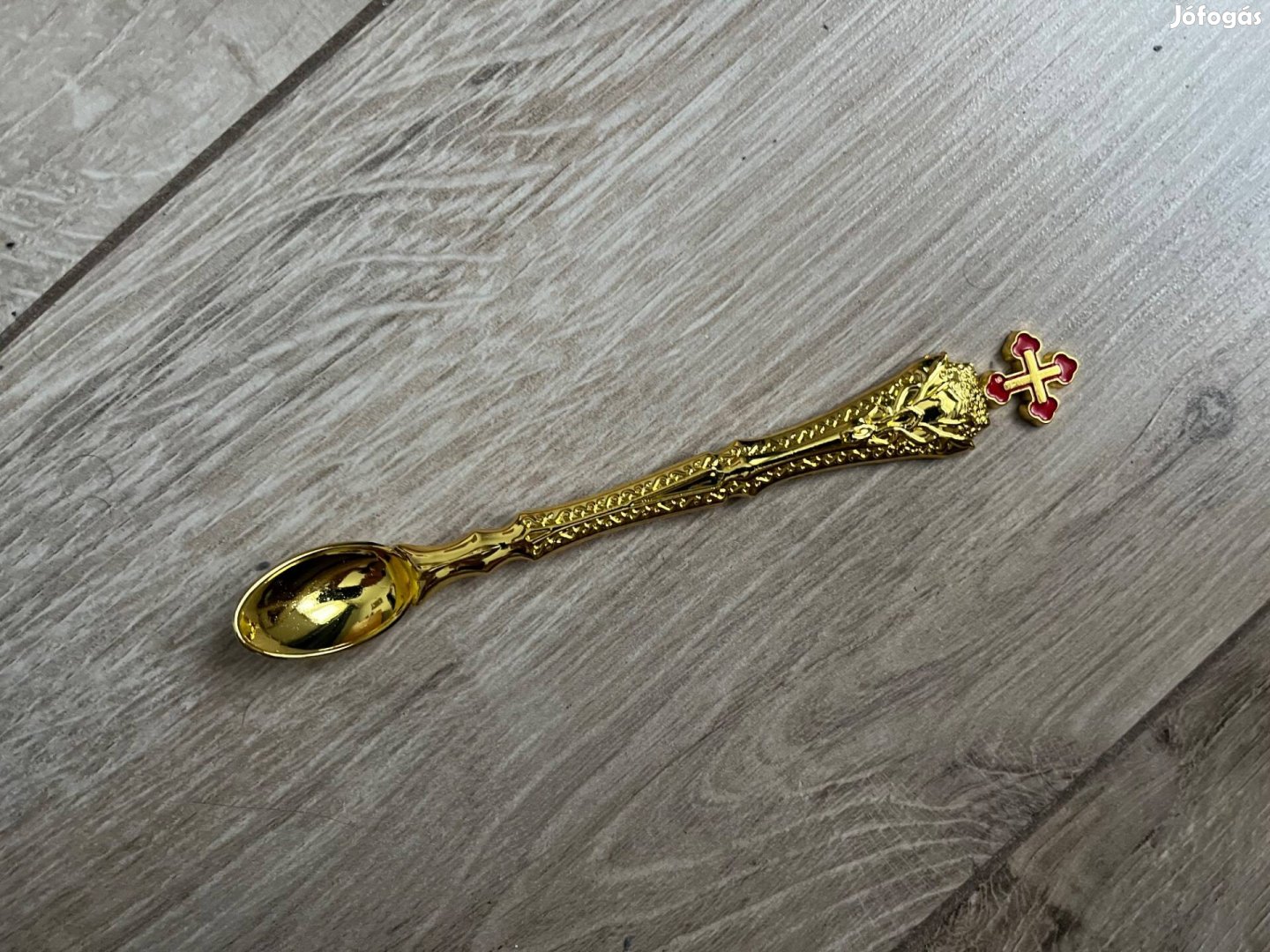 Aranyozott görög katolikus liturgia templomi áldoztató kanál