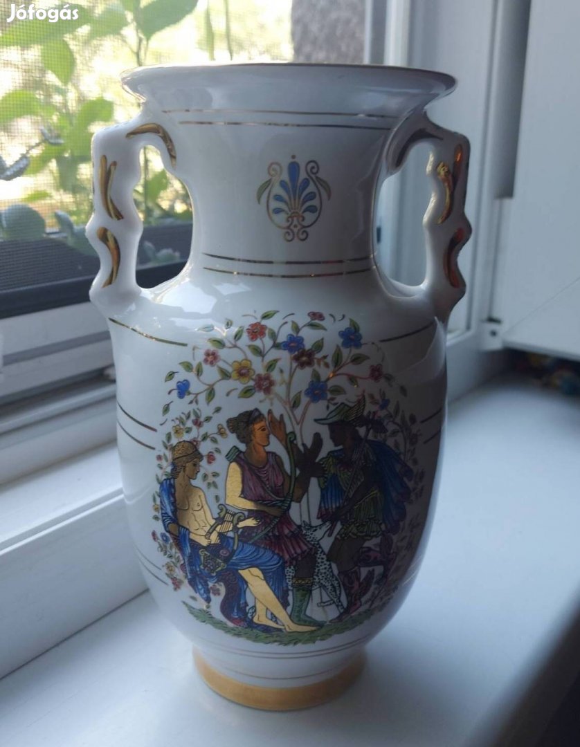 Aranyozott porcelán korsó, kézi készítésű