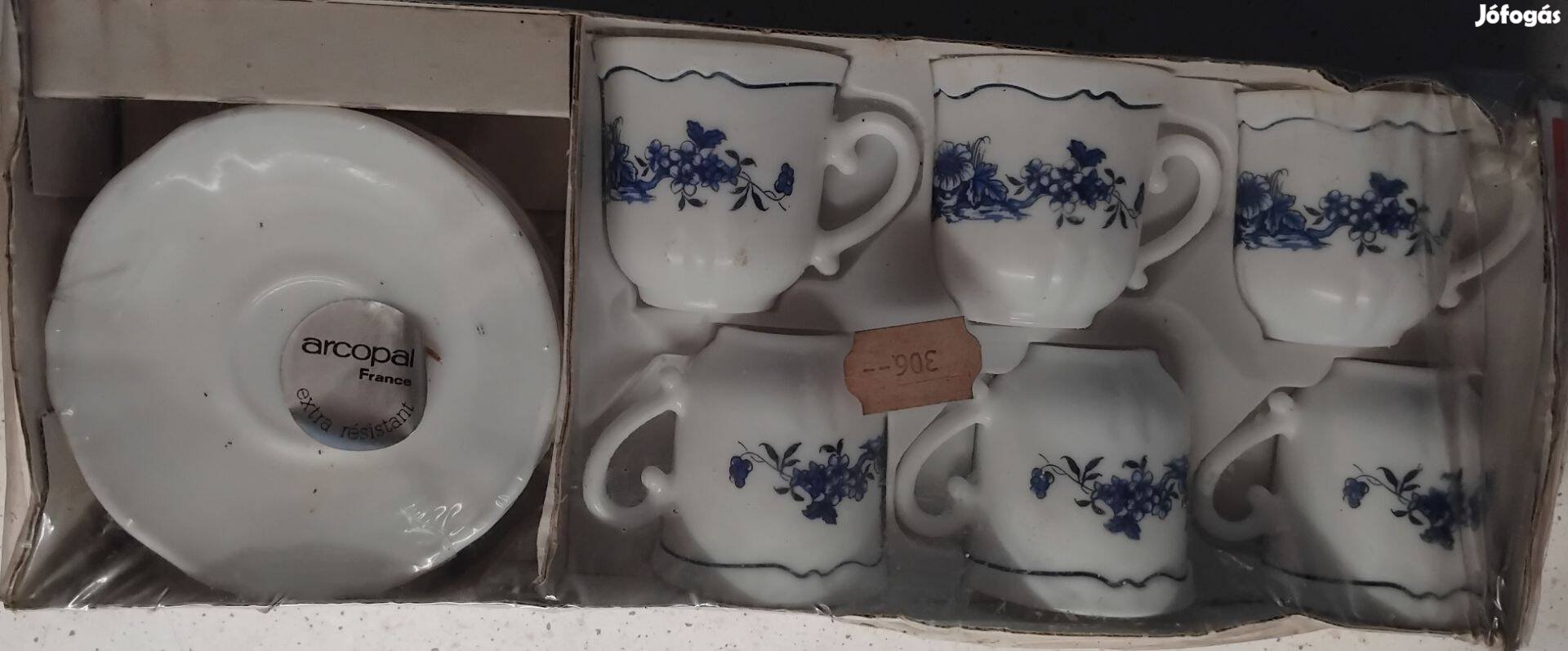 Arcopal France Kalinka Blue mintás 6 személyes kávéskészlet