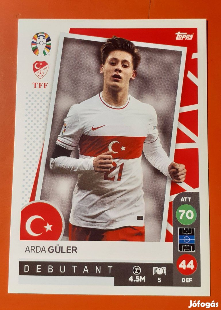 Arda Güler Topps Euro 2024 focis kártya