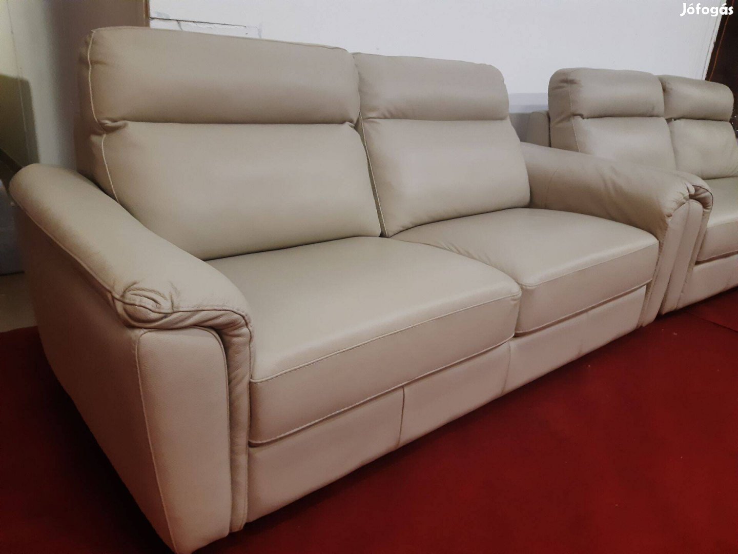 Áresőnap:)új relax támlás olasz krém valódi bőr nagy kanapé 149eft
