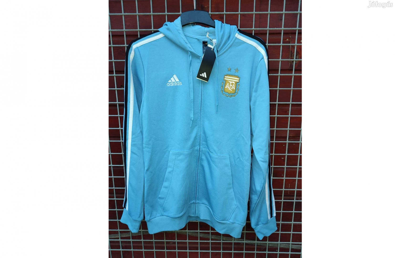 Argentín válogatott kék eredeti adidas kapucnis cipzáras felső (M)