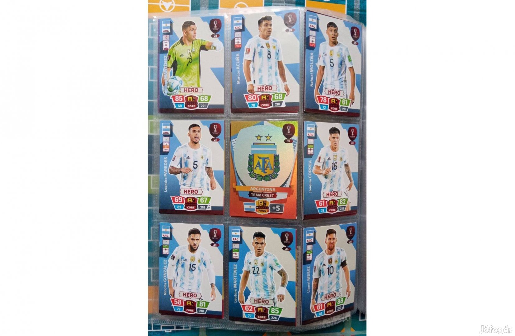 Argentína Teljes sor Panini Fifa World Cup 2022 Qatar kártya