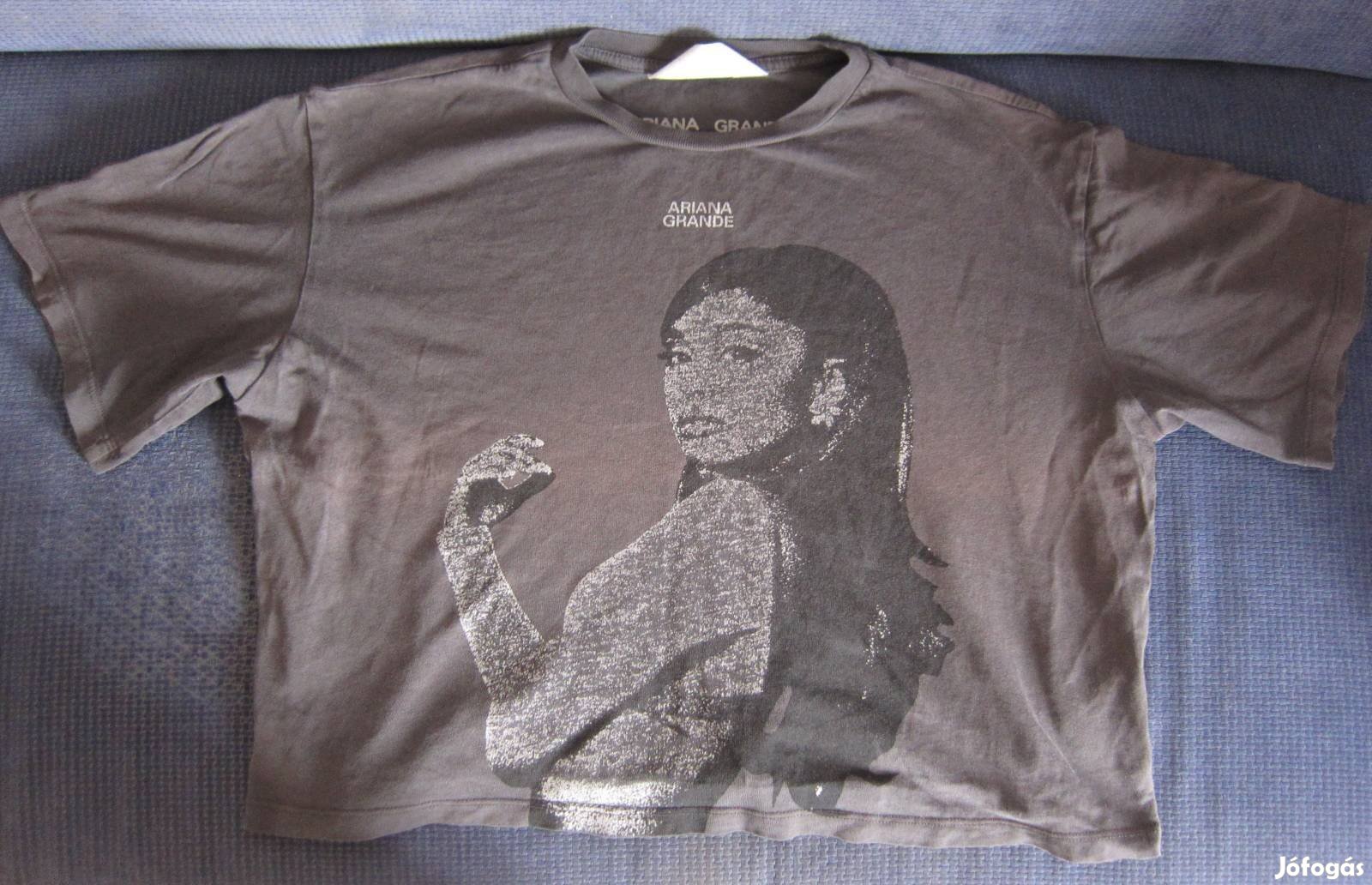 Ariana Grande mintás sötétszürke H&M póló, 158/164cm (12-14 évesnek)