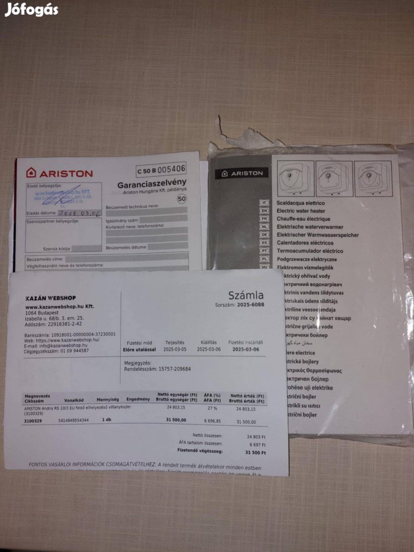 Ariston Andris 10 RS Bojler