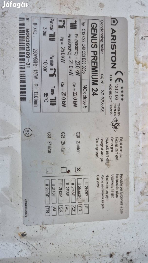 Ariston Genus Premium 24 ventilátor, kazántest, Gázszelep 