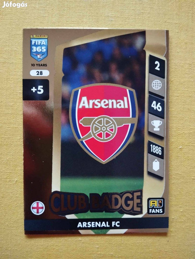 Arsenal FIFA 365 2025 Club badge csapatcímer focis kártya