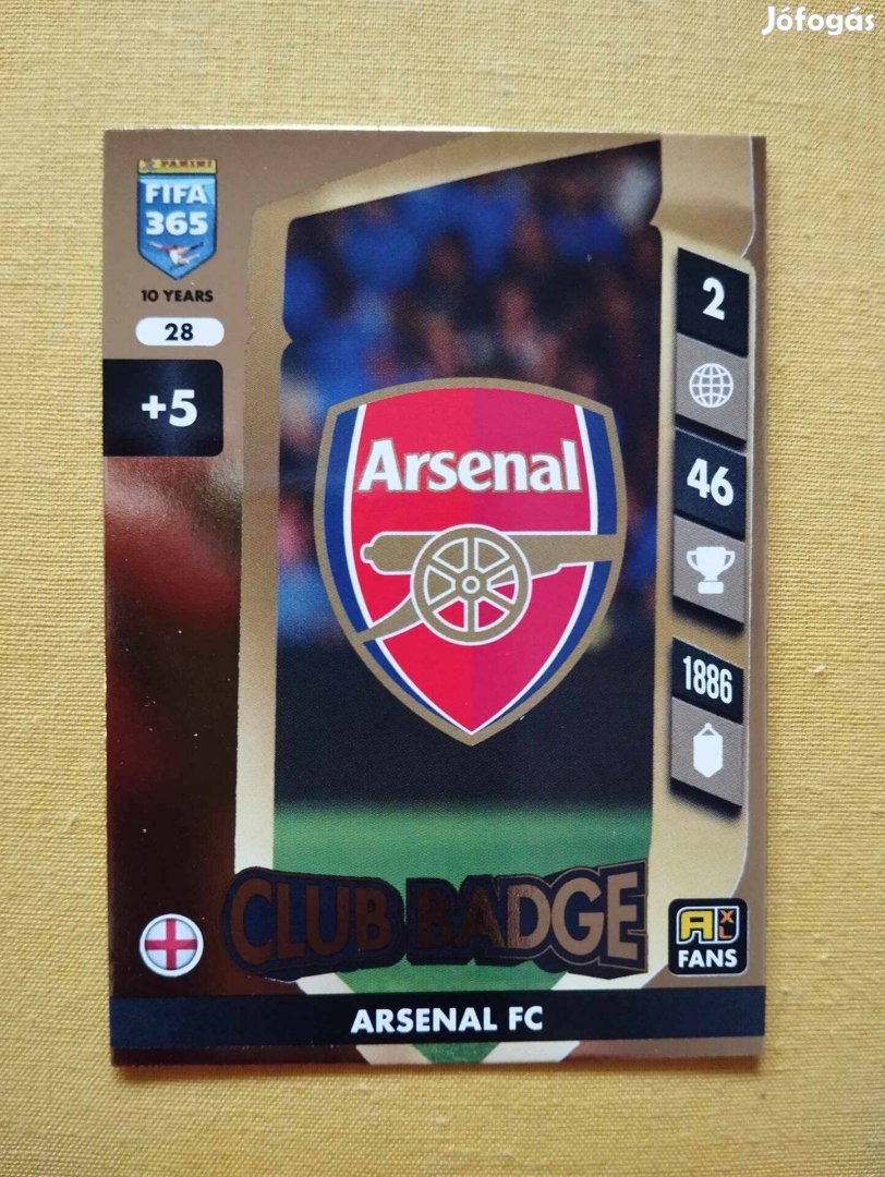 Arsenal FIFA 365 2025 Club badge csapatcímer focis kártya