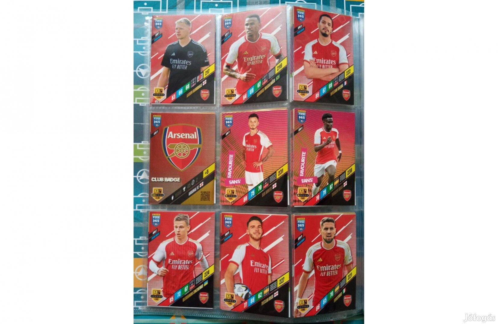 Arsenal Teljes sor Panini Fifa 365 2024 focis kártya