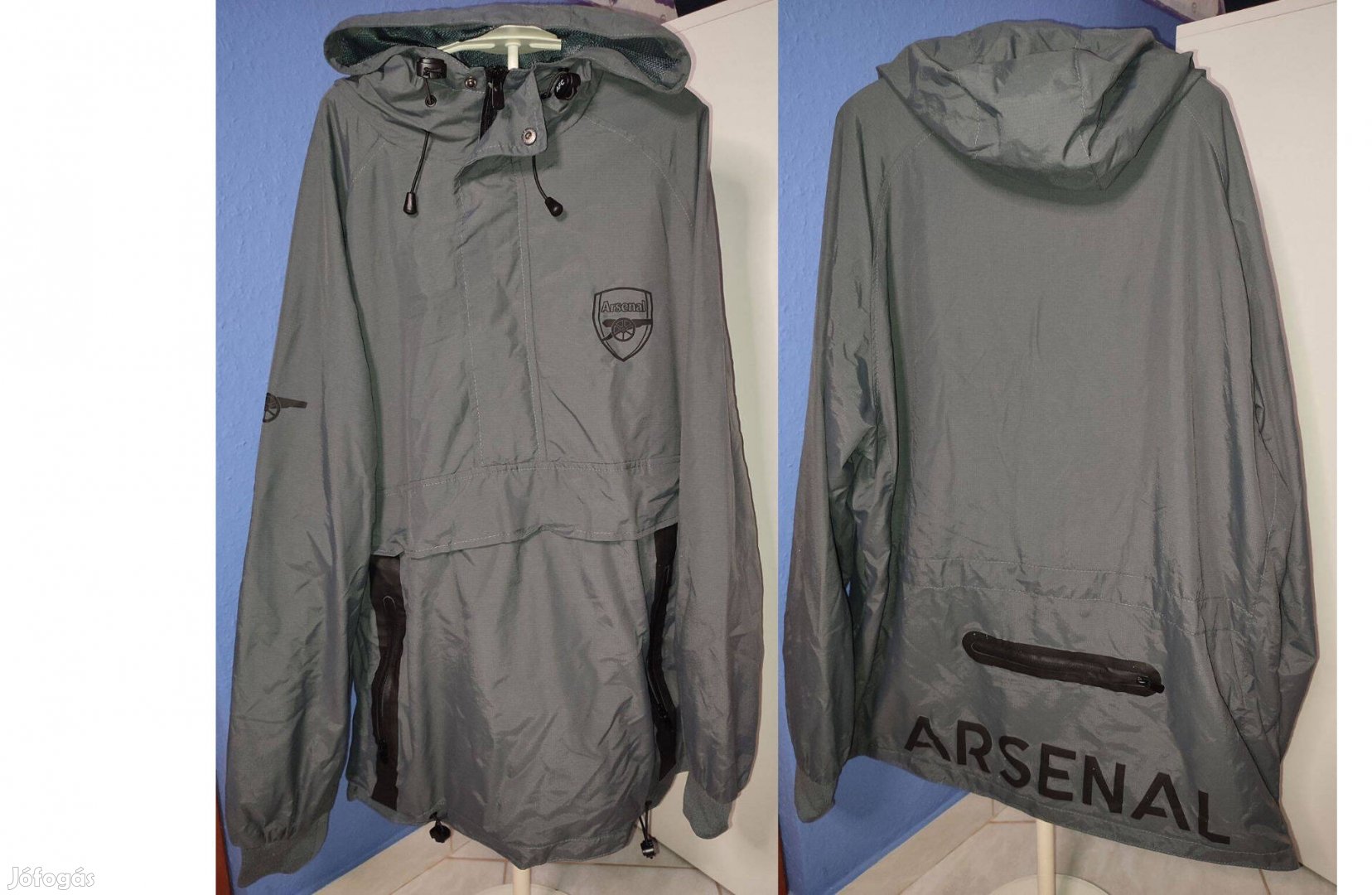 Arsenal bebújós kapucnis szürke kabát (2XL)