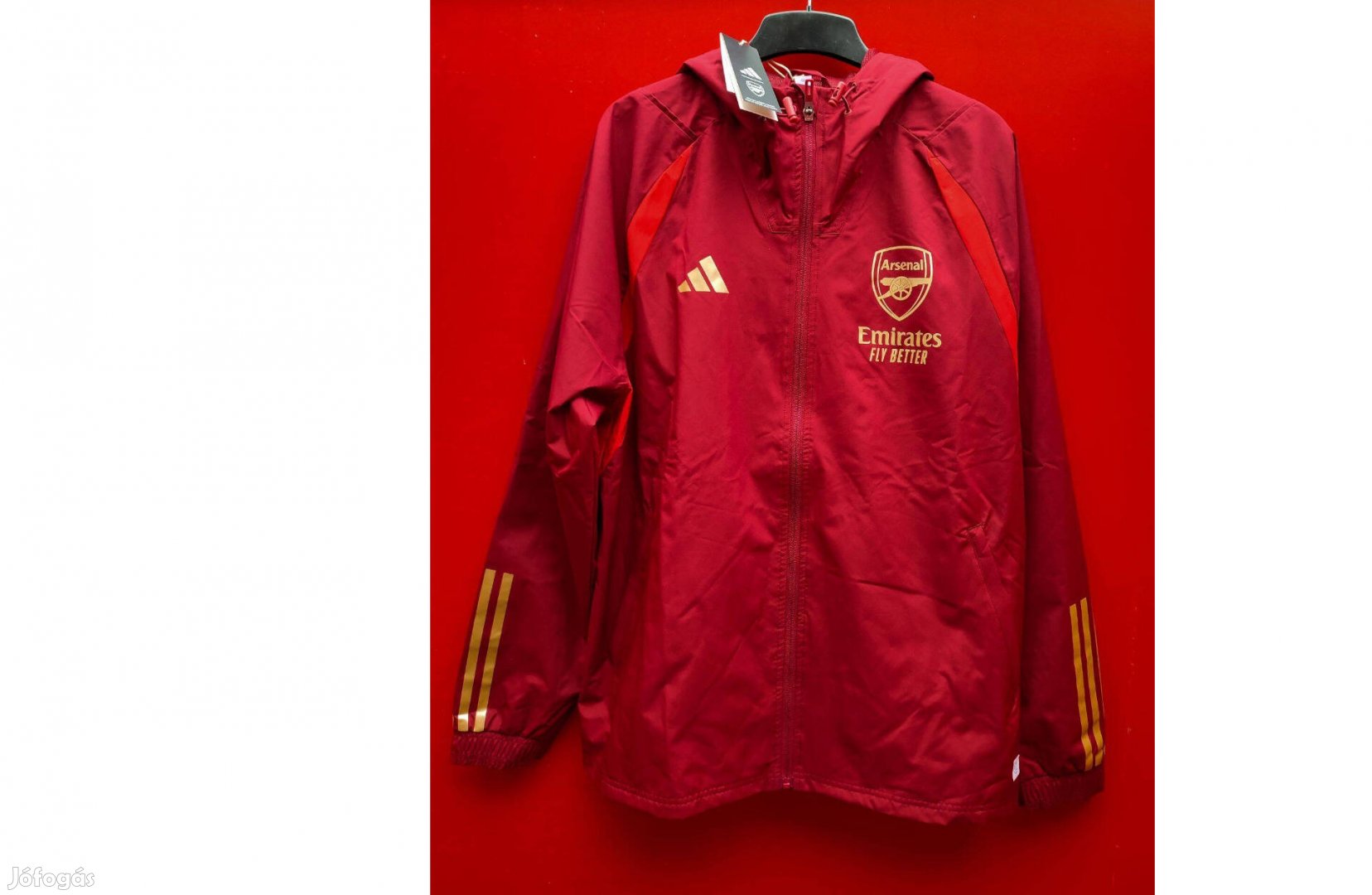Arsenal bordó arany eredeti adidas kapucnis dzseki (M)