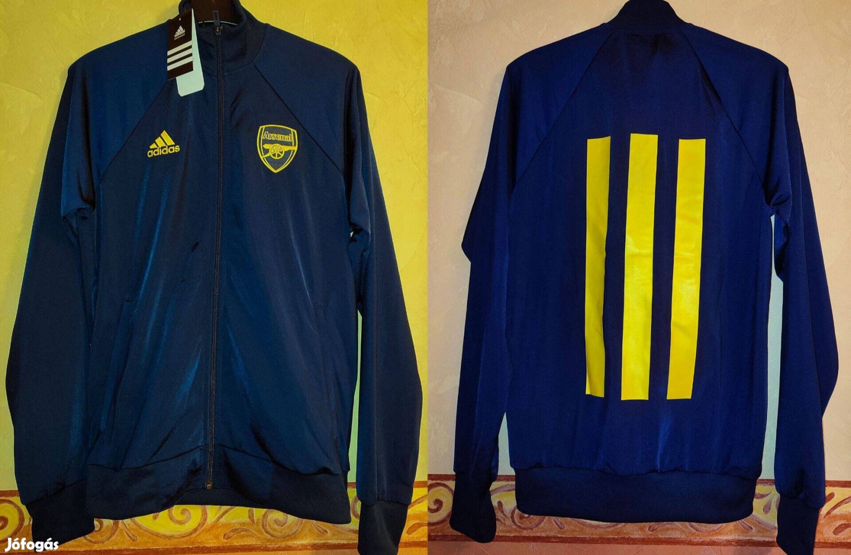 Arsenal eredeti adidas, címkés sötétkék sárga cipzáras felső (M-es)