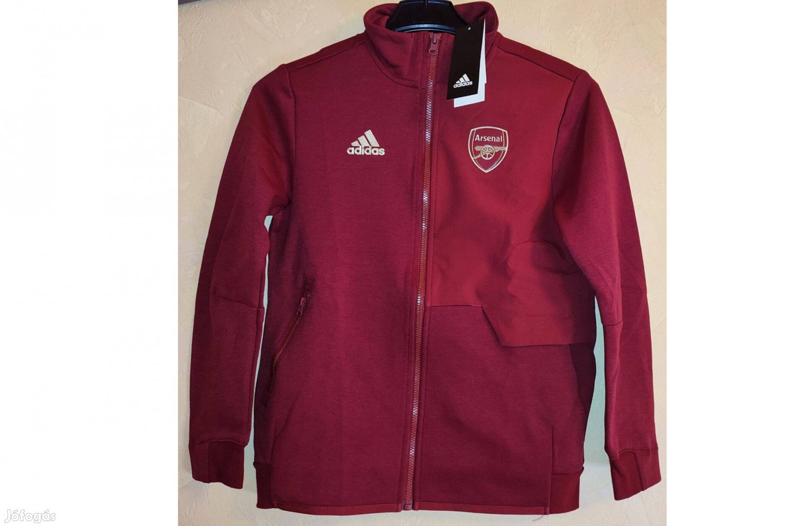 Arsenal eredeti adidas bordó arany cipzáras gyerek felső (M, 152)