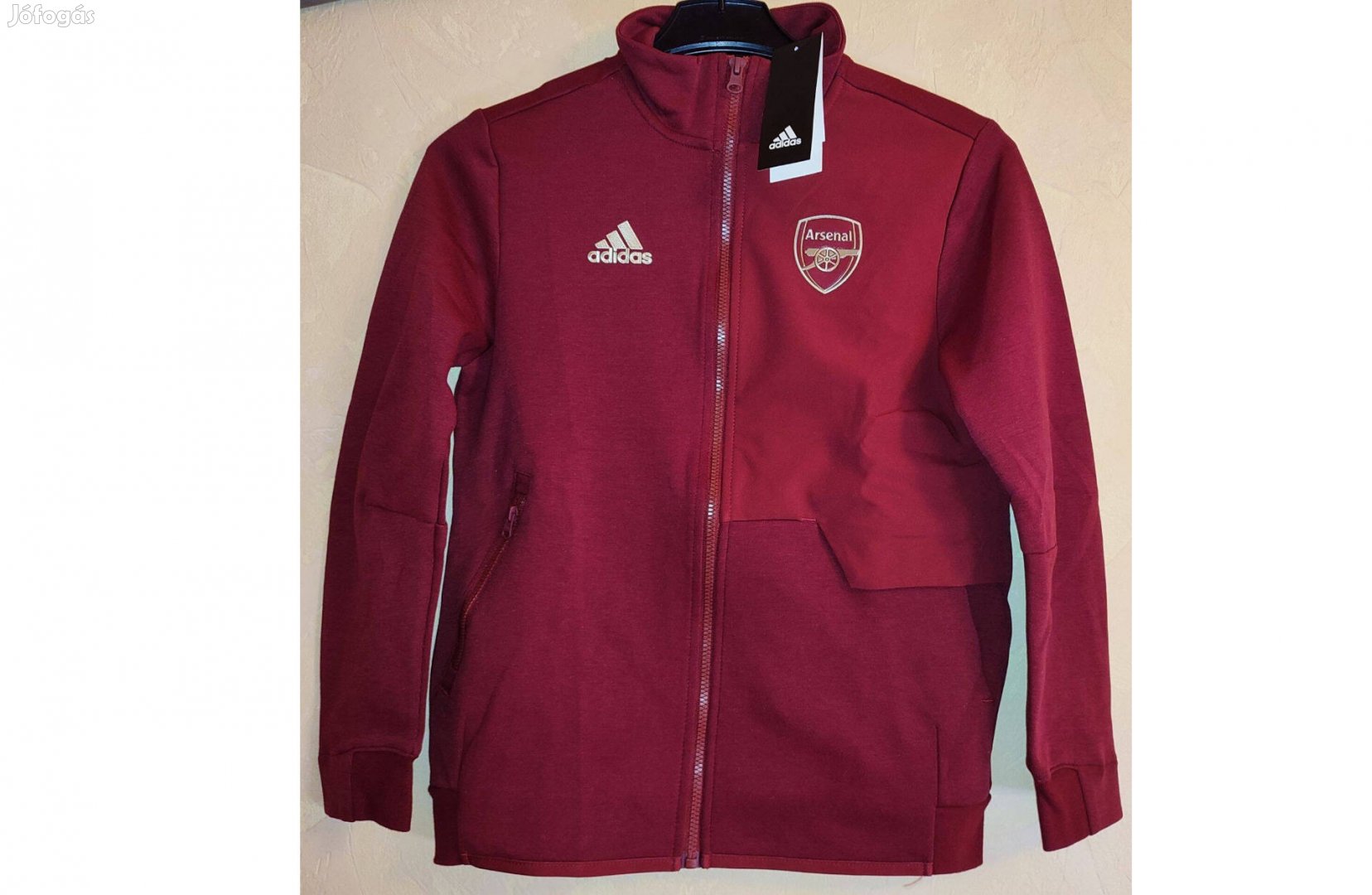 Arsenal eredeti adidas bordó arany cipzáras gyerek felső M,