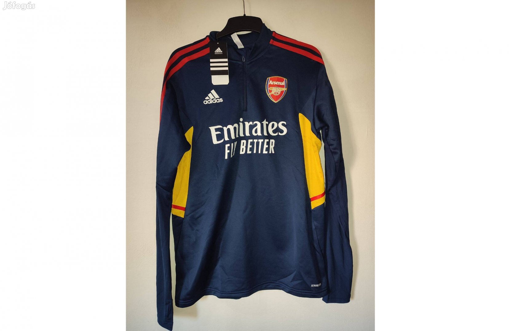 Arsenal eredeti adidas kék sárga cipzáras nyakú felső (M)