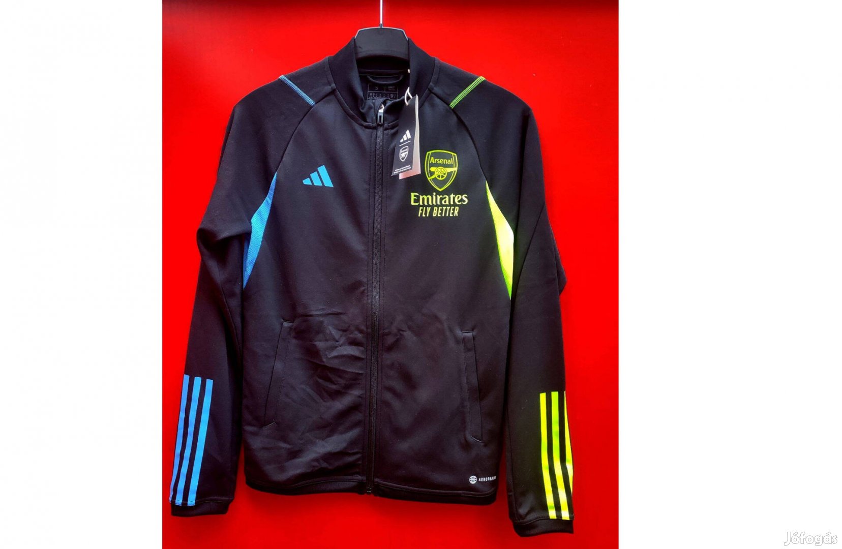 Arsenal fekete kék zöld eredeti adidas női cipzáras felső S