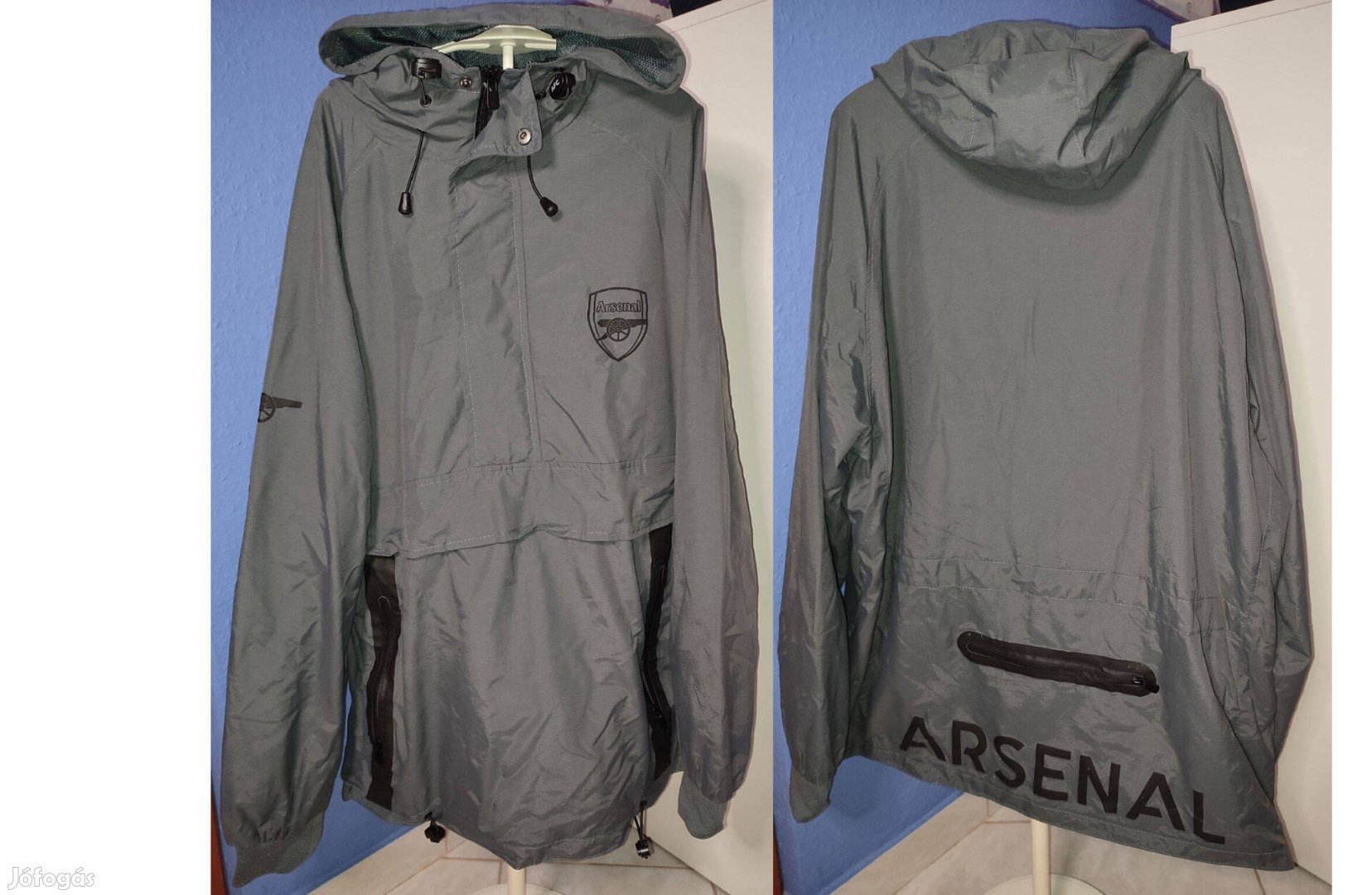 Arsenal szürke bebújós kapucnis kabát (2XL)