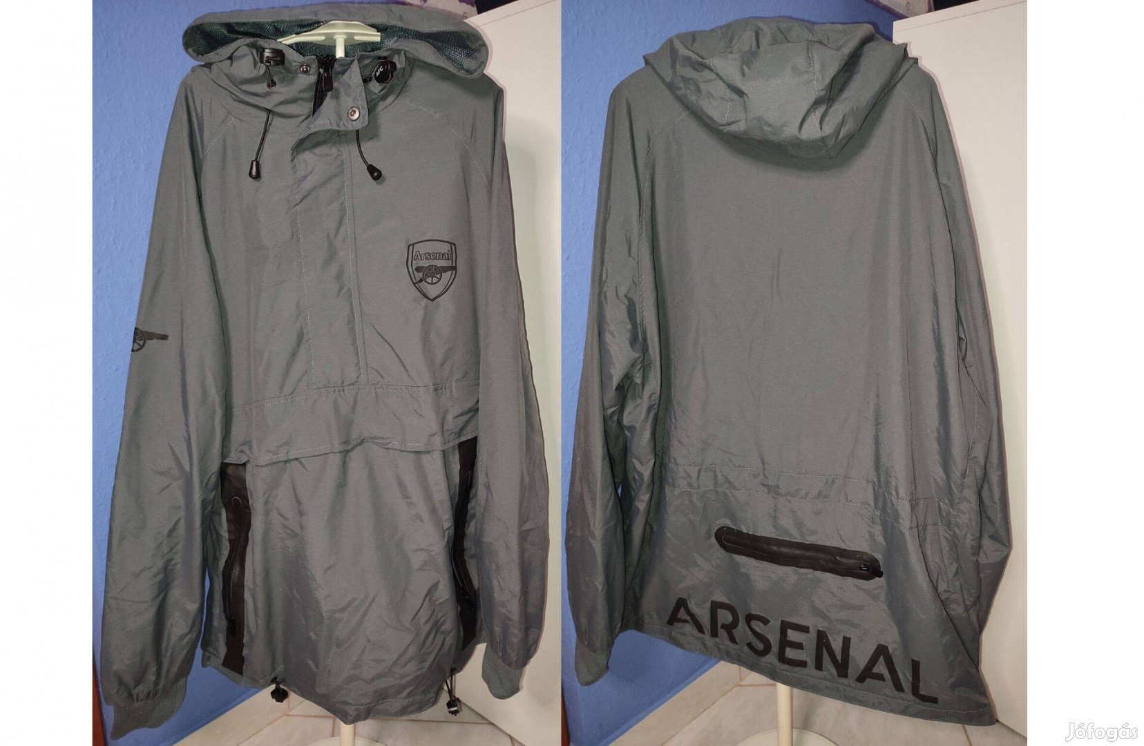 Arsenal szürke szurkolói bebújós kapucnis kabát (2XL)
