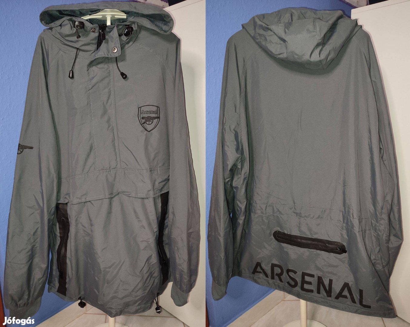 Arsenal szurkolói szürke bebújós kapucnis kabát 2XL