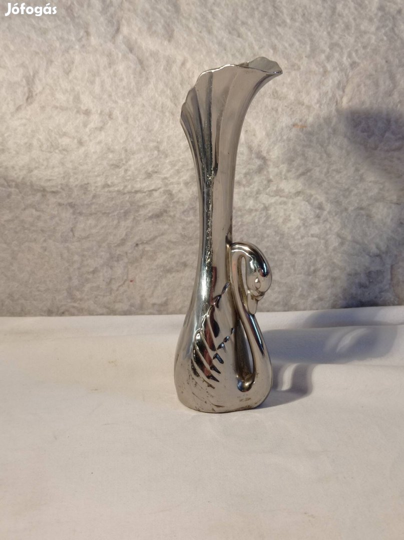 Art -deco ezüstözött hattyú váza 