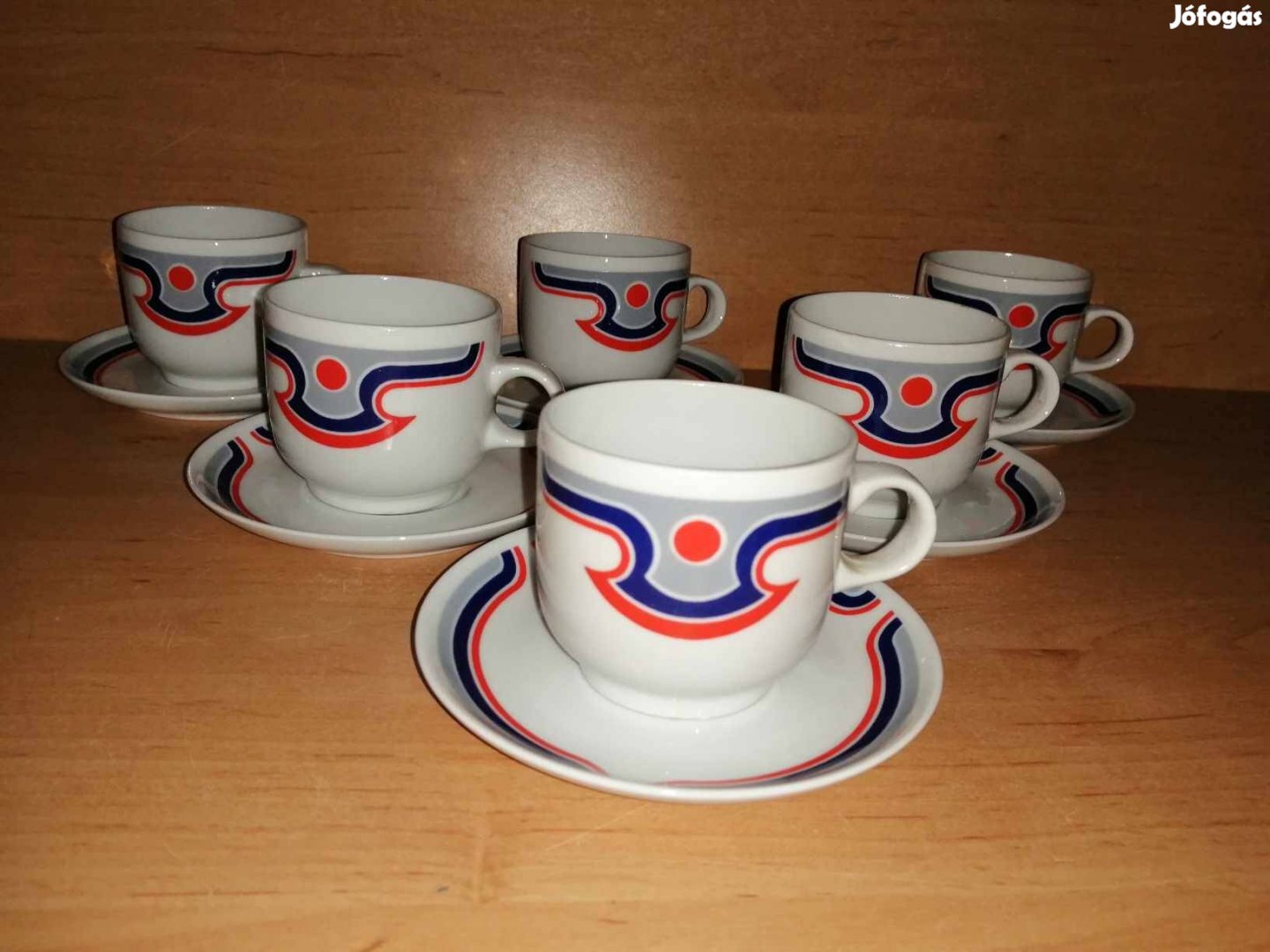 Art deco Alföldi porcelán menza mintás kávéscsésze készlet