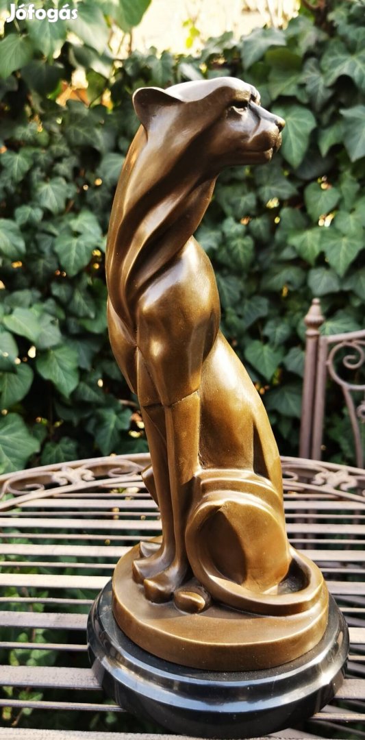 Art deco párduc figura - bronz szobor