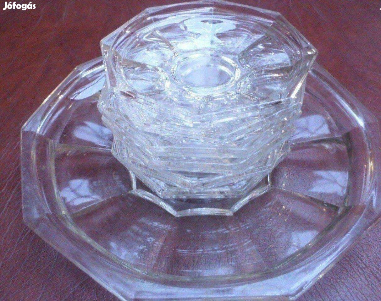 Art deco tányér készlet vastag üveg
