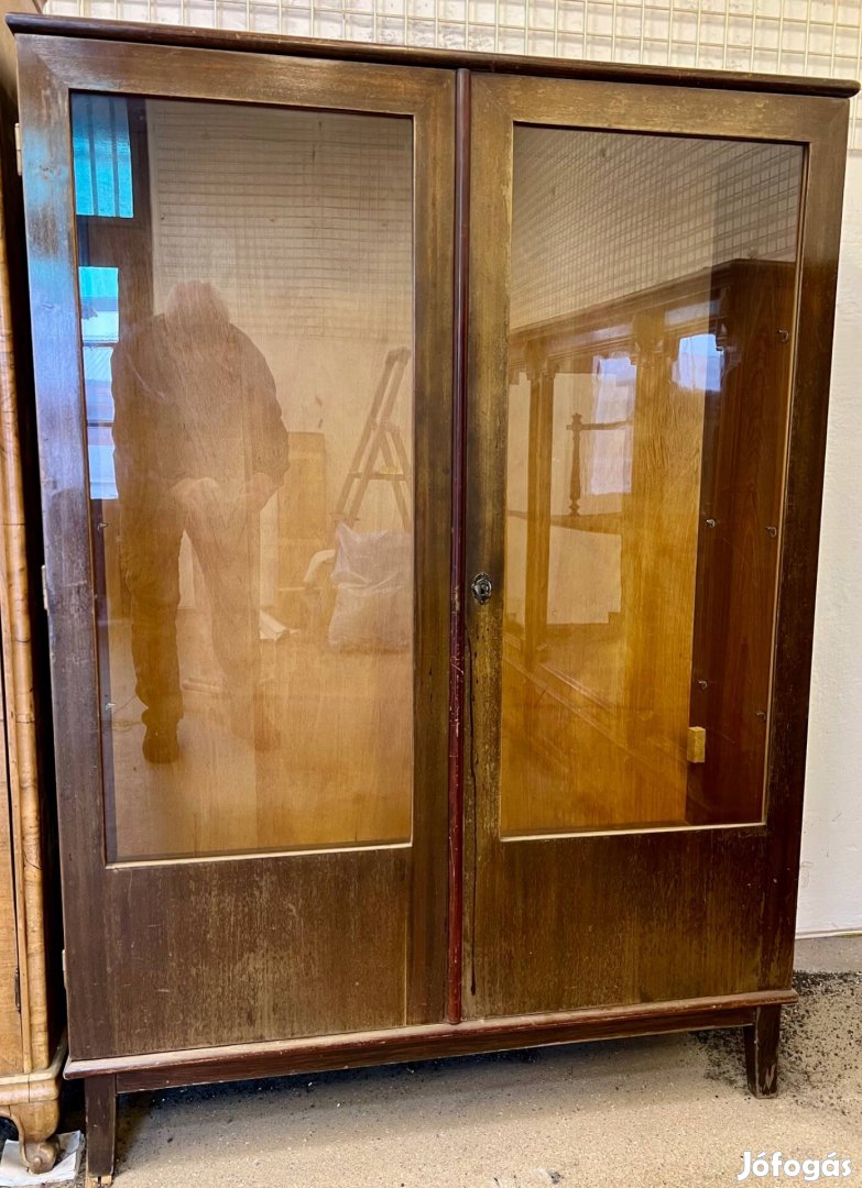 Art deco vitrin üveges könyvszekrény