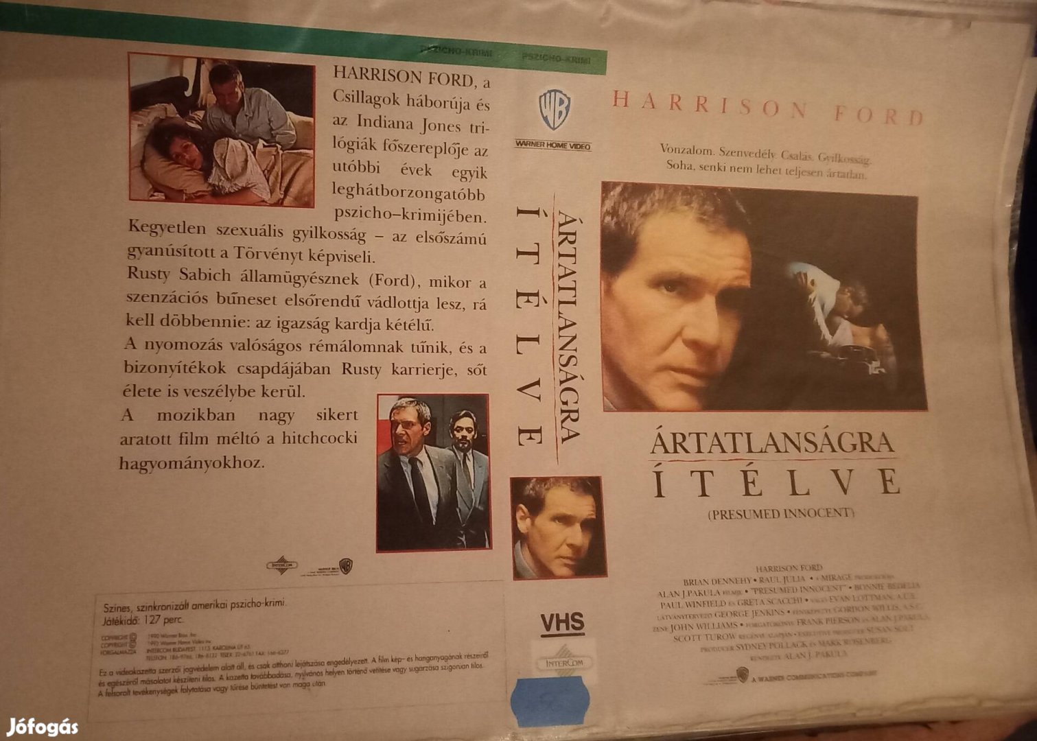 Ártatlanságra ítélve - krimi vhs -Harrison Ford - nagytok