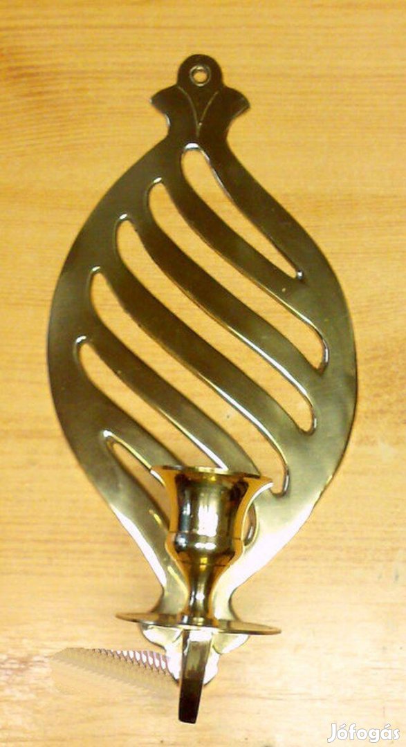 Artdeco fali gyertyatartó polírozott rézből, hangulatvilágít