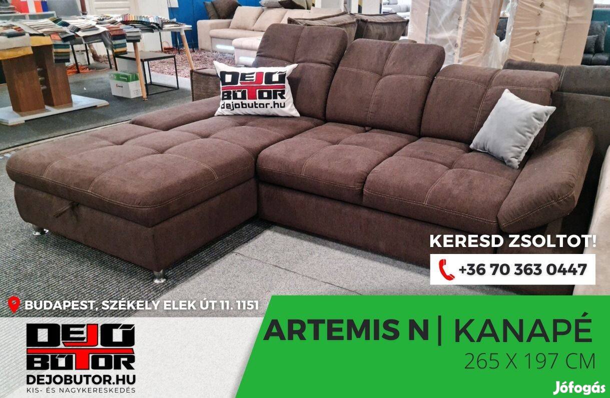 Artemis II sarok kanapé bútor ülőgarnitúra ágyazható rugós barna