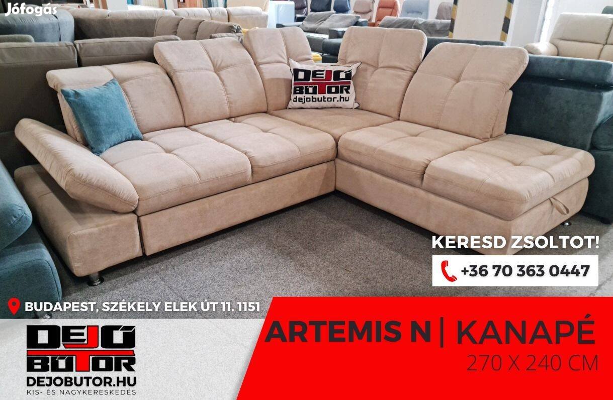 Artemis II sarok kanapé ülőgarnitúra 270x240 cm rugós ágyazható krém