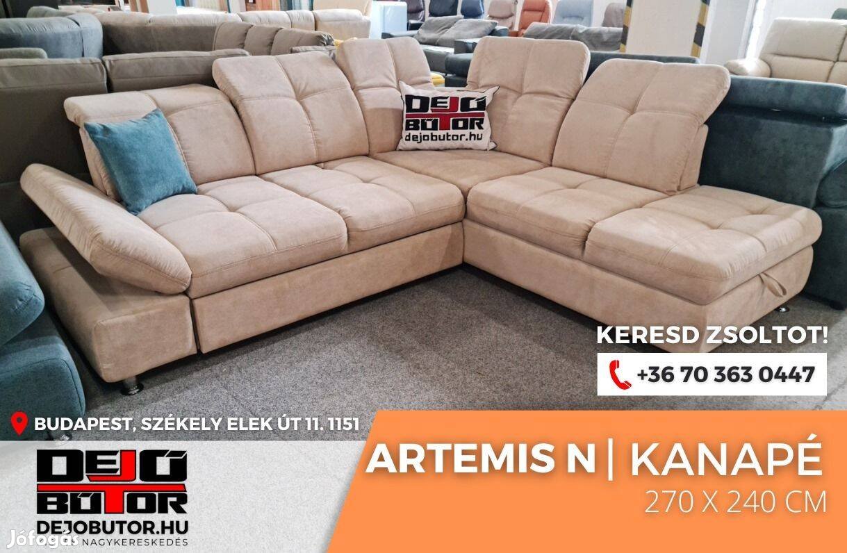 Artemis II sarok kanapé ülőgarnitúra ágyazható rugós 270x240 cm krém