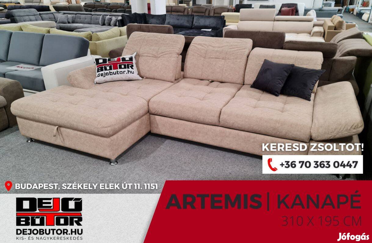 Artemis L rugós selyem bézs sarok kanapé ülőgarnitúra 310x195 cm