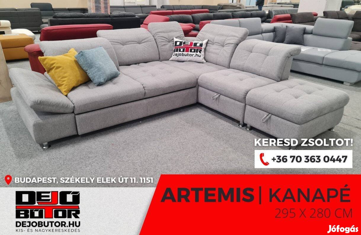 Artemis XL gray relax kanapé sarok ülőgarnitúra 295x280 cm ágyazható