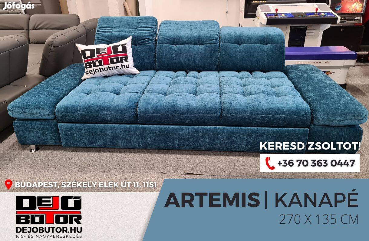 Artemis kanapé ülőgarnitúra 270x135 cm rugós ágyazható kék