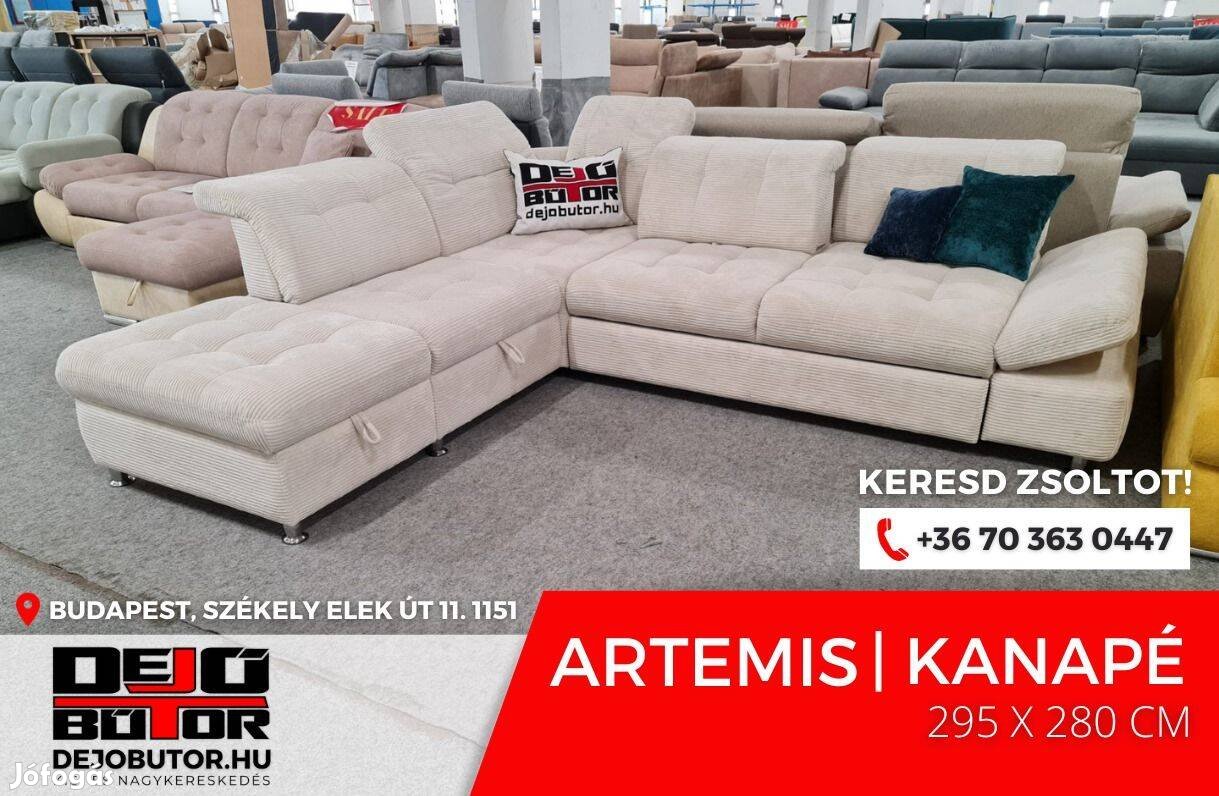 Artemis nagy sarok rugós kanapé ülőgarnitúra 295x280 cm vaj szín