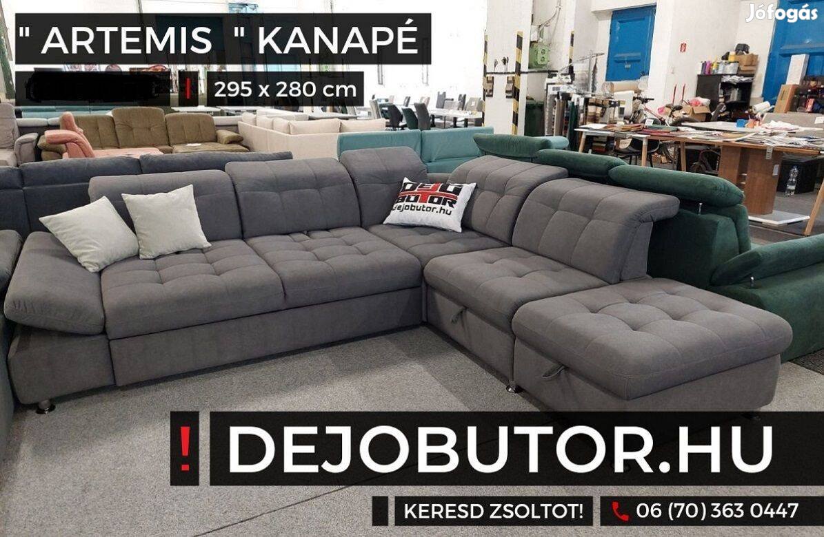 Artemis sarok kanapé ülőgarnitúra 295x280 cm ágyazható grafit