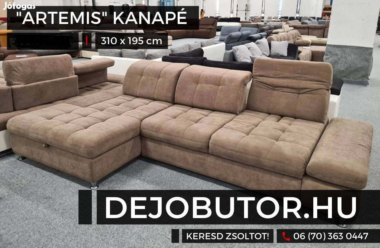 Artemis sarok kanapé ülőgarnitúra 310x195 cm ágyazható drapp
