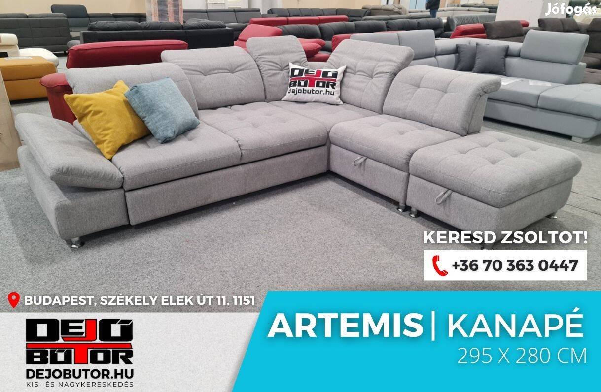 Artemis sarok prémium kanapé ülőgarnitúra 295x280 cm rugós delfin gray