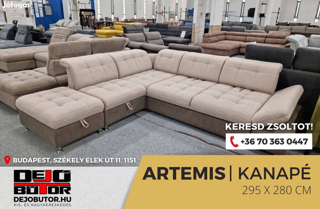 Artemis sarok prémium kanapé ülőgarnitúra 295x280 cm rugós drapp