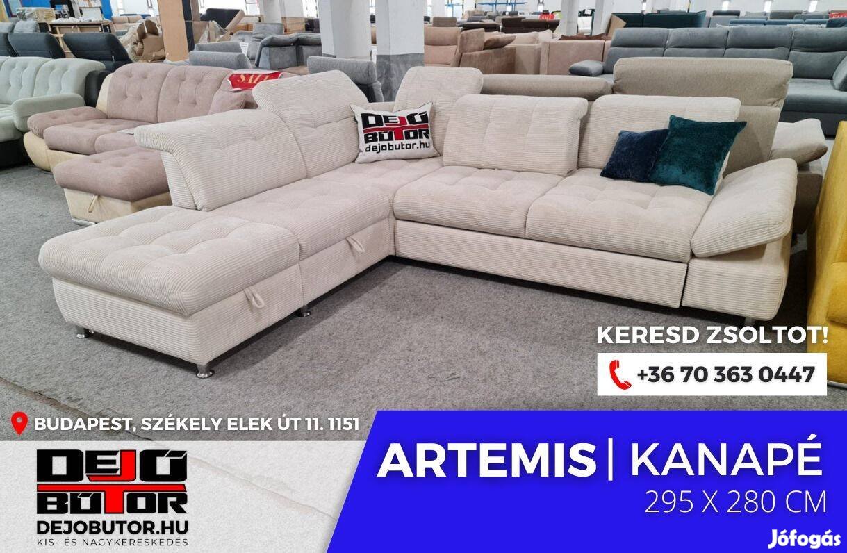 Artemis sarok prémium kanapé ülőgarnitúra 295x280 cm rugós fehér